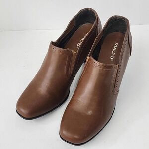 832 Rialto Womens Nora Ankle Boot‎ Brown Block Heels Pull On Size 10